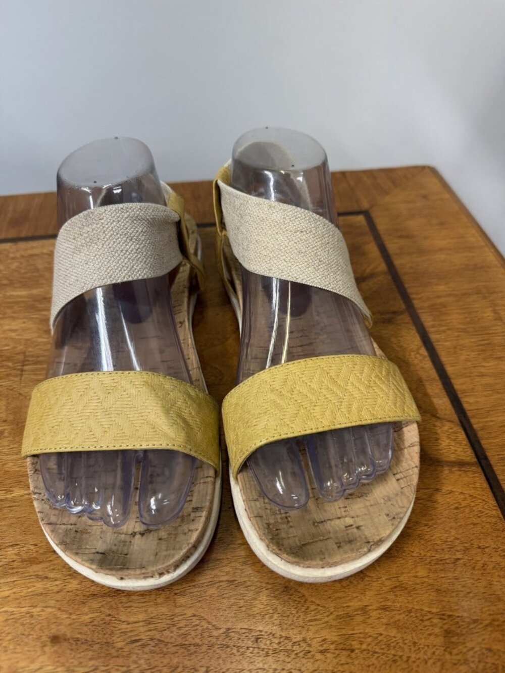 Yellow Box MEERA Women's 8.5 CorkYellow Sandals Flats Leather/Stretch Summer